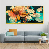 Golden Bloom Abstract Flower Art | Luxury Floral Canvas Print