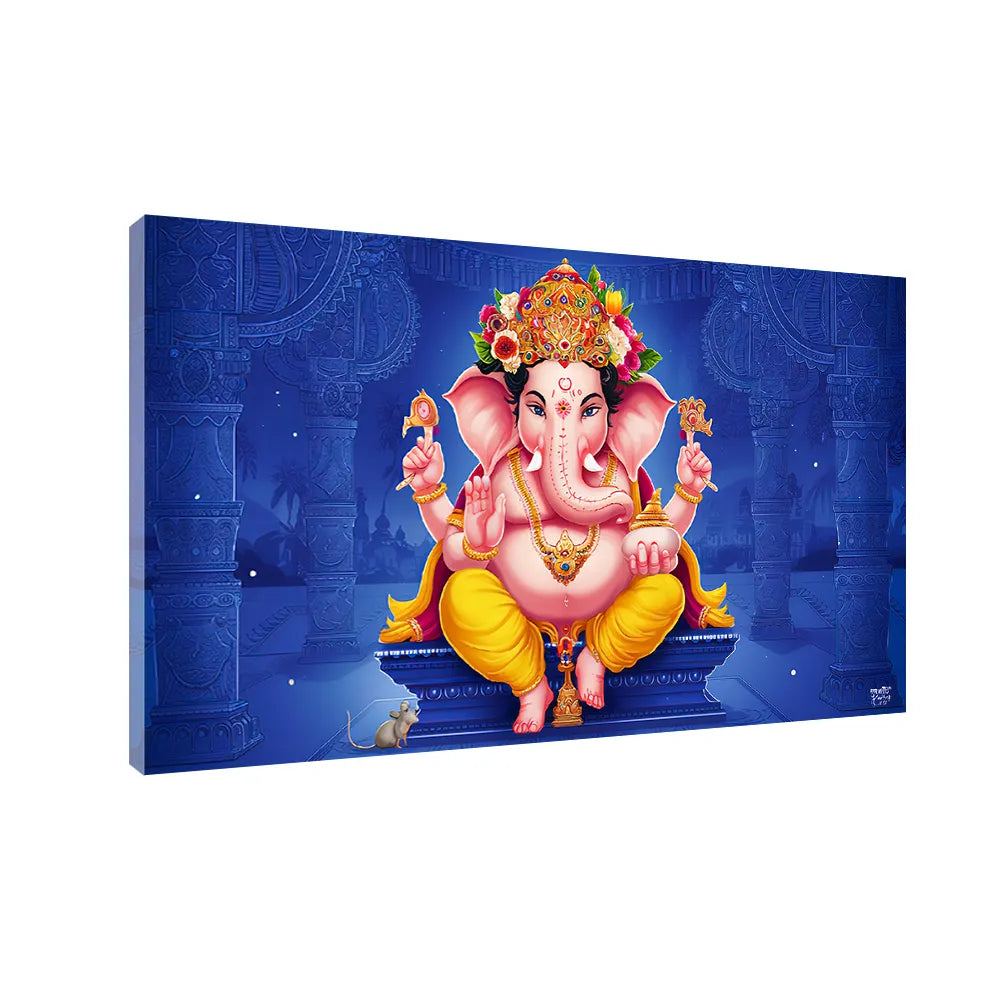 Traditional Ganesha Painting on Canvas | Classic Indian Wall Art