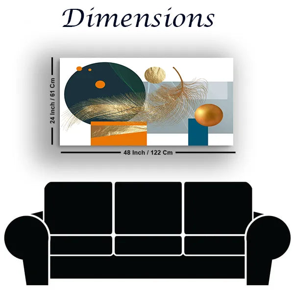Golden Geometry Abstract Modern Wall Art | Size 2x4 Feet