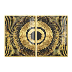 Golden 3D Pattern Acrylic Floating Wall Painting Set of 2