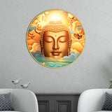 Golden Gautam Buddha Premium Round Wall Painting