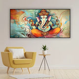 Golden Aura Ganesha Wall Art | Sacred Canvas for Home & Office