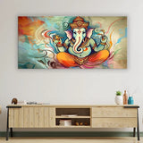 Golden Aura Ganesha Wall Art | Sacred Canvas for Home & Office