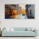 Illustrated City Street View – Urban Landscape Wall Art | Size 2x4 Feet
