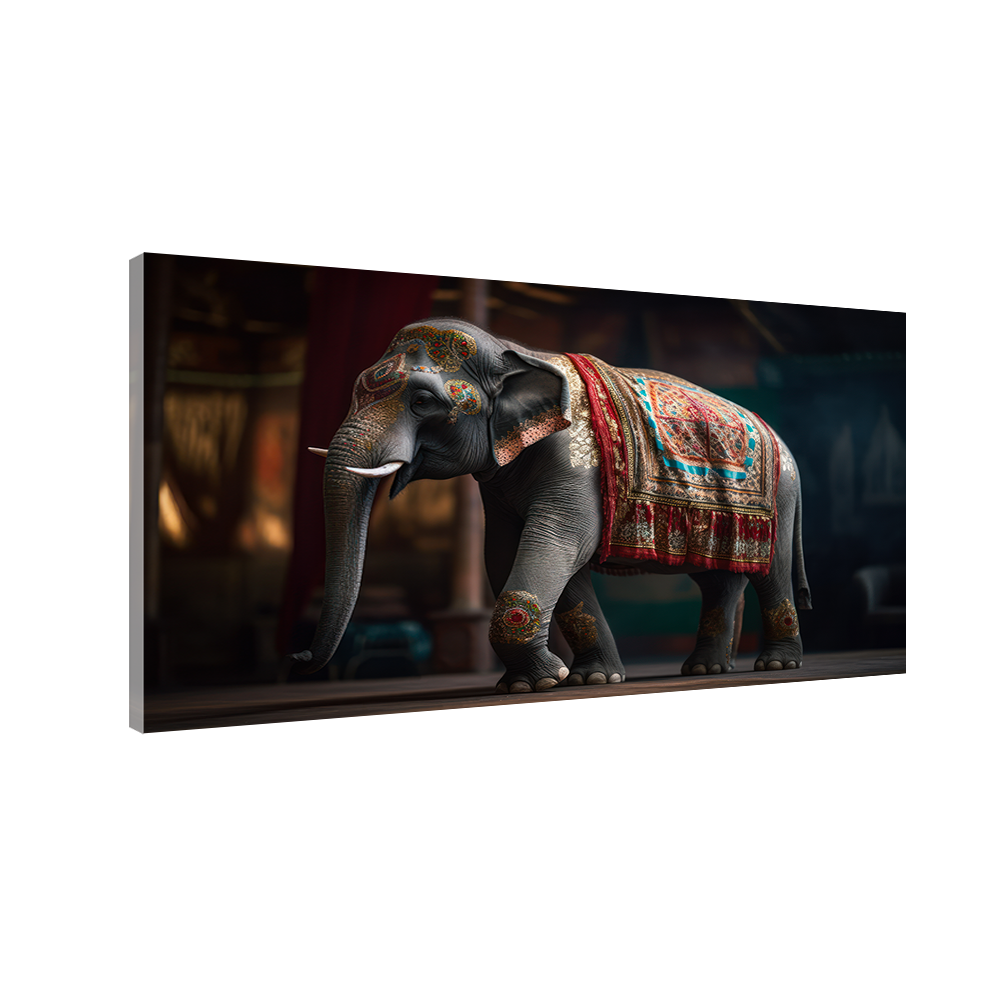 Indian-elephant-colorful Canvas Wall Art – Painting Size:H x W, 2x4 Feet