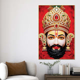 Khatu Shyam Ji Red Background Canvas Painting Devotional Wall Art