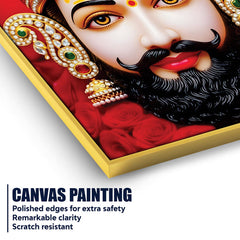 Khatu Shyam Ji Red Background Canvas Painting Devotional Wall Art