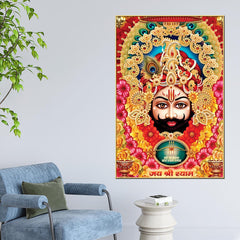 Khatu Shyam Ji Traditional Devotional Canvas Wall Painting Hindu Wall Art