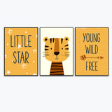 Quirky Litte Star Tiger Nursery Wall Art Set of 3
