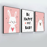 Playful Baby Sheep &amp; Rabbit Kids Room Wall Frame Set of 3