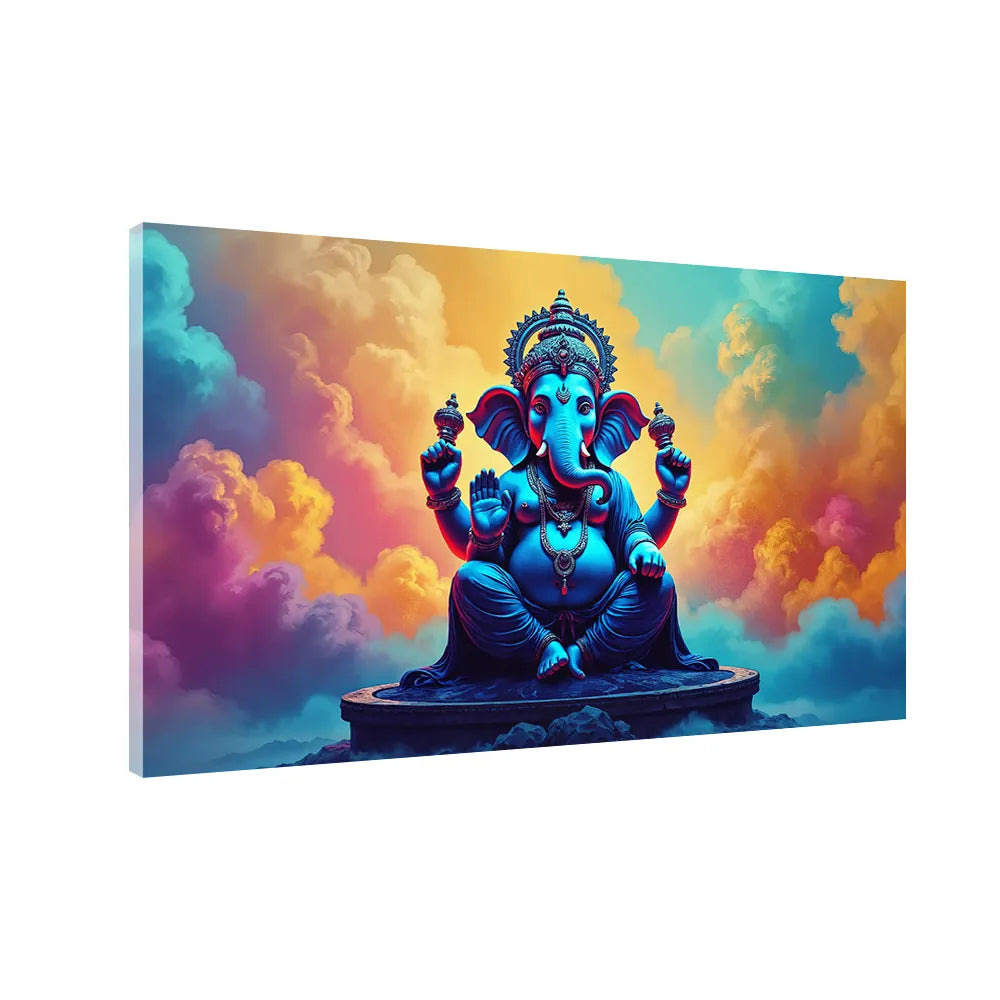 Royal Ganesha Canvas Painting | Luxury Divine Wall Art Decor