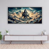 Lord Shiva Dhyan Canvas Wall Art – Divine Mahadev Painting Size:H x W, 2x4 Feet