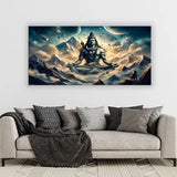 Lord Shiva Dhyan Canvas Wall Art – Divine Mahadev Painting Size:H x W, 2x4 Feet