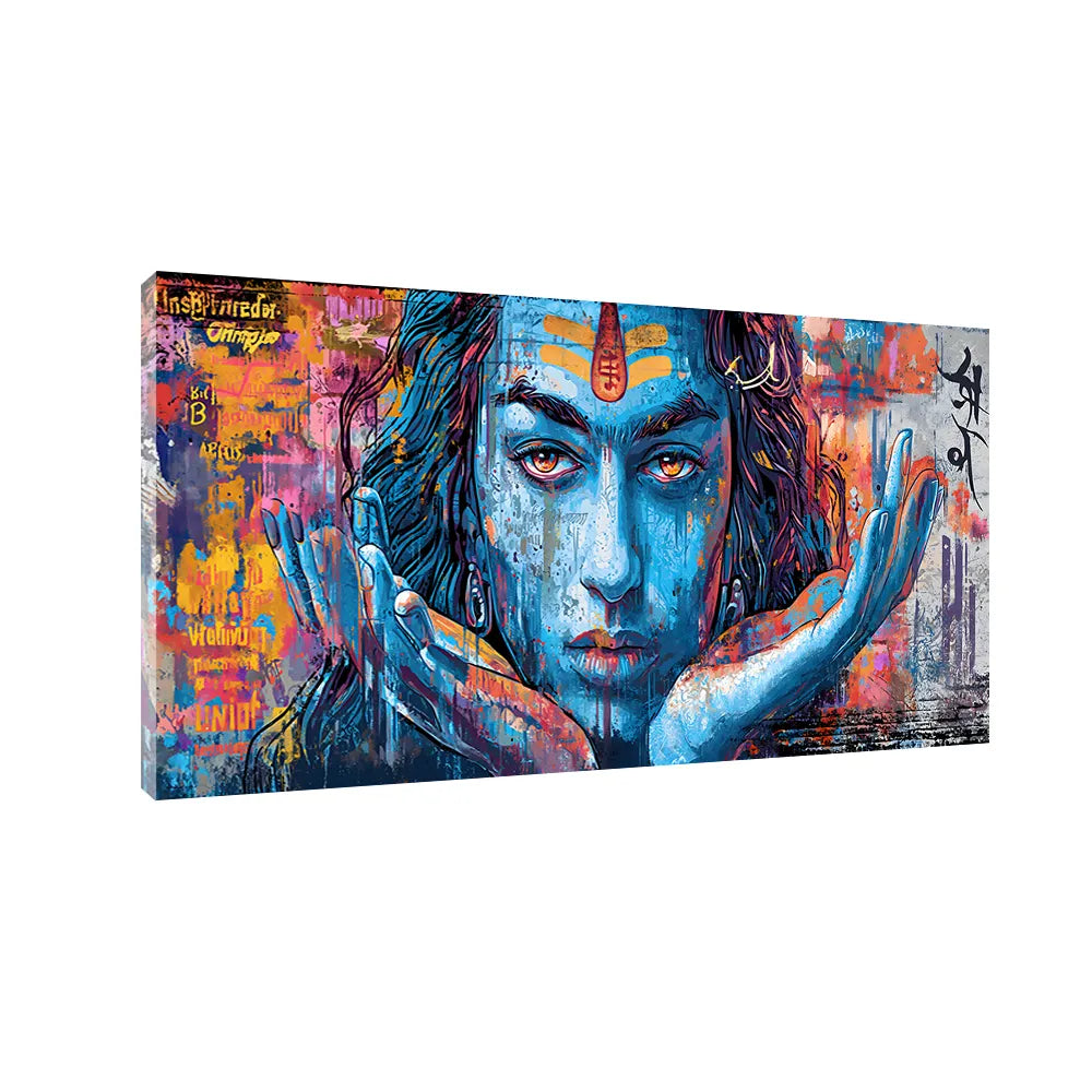 Lord Shiva Canvas Wall Art – Divine Mahadev Painting Size:H x W, 2x4 Feet