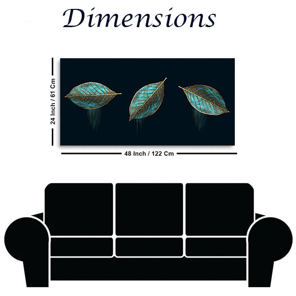 Luxurious Abstract Green Leaves - Premium Modern Wall Art |Size W 4 x H 2 feet