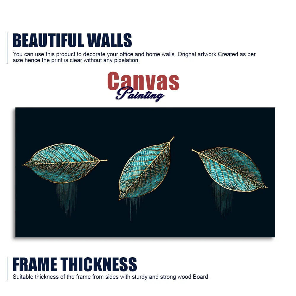 Luxurious Abstract Green Leaves - Premium Modern Wall Art |Size W 4 x H 2 feet