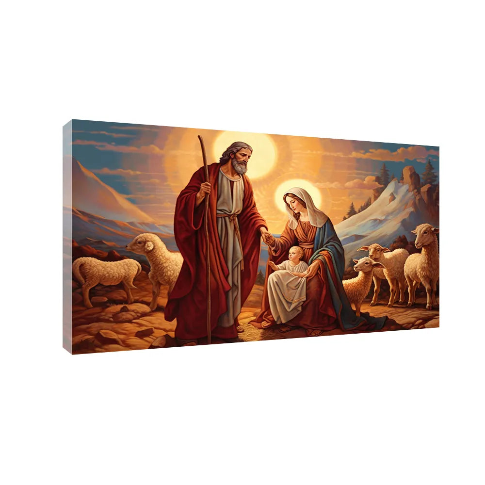 Modern Holy Family Artwork – Mary & Joseph Holding Baby Jesus