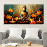 Meditating Buddha Statue with Lotus Flower | Size 2x4 Feet