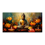 Meditating Buddha Statue with Lotus Flower | Size 2x4 Feet