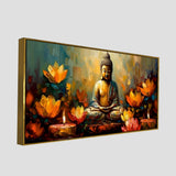 Meditating Buddha Statue with Lotus Flower | Size 2x4 Feet