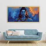 Lord Shiva in Yoga Canvas Wall Art – Divine Mahadev Painting Size:H x W, 2x4 Feet