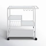 Metallic Minimalist Frame Design Bar Cart Trolley With Glass Shelves