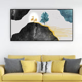 Twin Deer in Morning Mist | Nature Canvas Painting