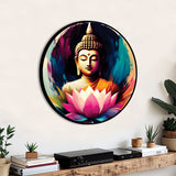 Modern Gautam Buddha Colorful Round Wall Painting