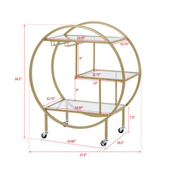 Modern Circular Drink Trolley With Glass Rack Trolley