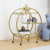 Modern Circular Drink Trolley With Glass Rack Trolley