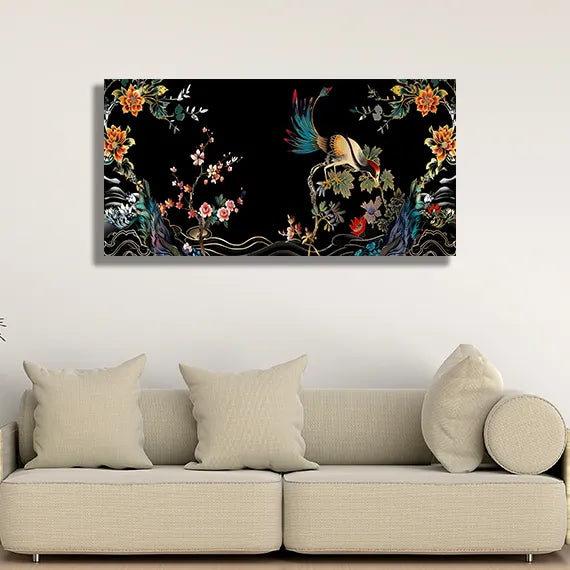 Warli Art Bird Wall Painting – Peace Wings | Size 2x4 Feet