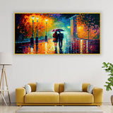 Couple Under Umbrella Painting – Romantic Rain Wall Art | Size 2x4 Feet