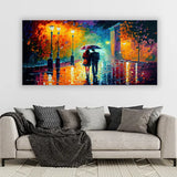 Couple Under Umbrella Painting – Romantic Rain Wall Art | Size 2x4 Feet