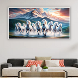 White Running Horses Vastu canvas Painting