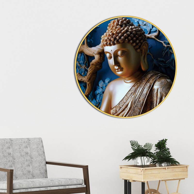 Premium Gautam Buddha Spiritual Round Wall Painting
