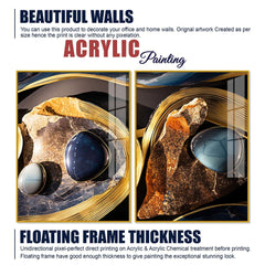 Premium Marble Stone Textural Art Acrylic Floating Wall Painting Set of 2