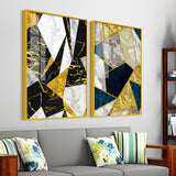 Premium Triangle Pattern Shapes Acrylic Floating Wall Painting Set of 2