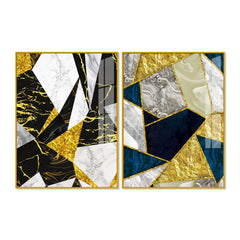 Premium Triangle Pattern Shapes Acrylic Floating Wall Painting Set of 2