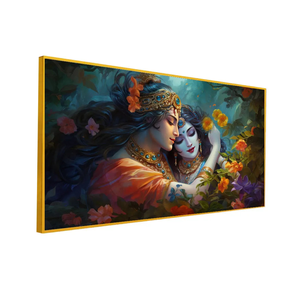 Radha Krishna Cultural Wall Painting – Indian Canvas Decor