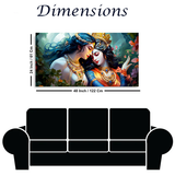 Radha Krishna  canvas painting for living room,bedroom, office, hotel et. big size 48x24 inch ready to hang