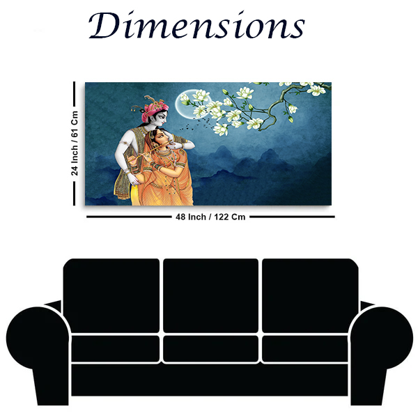 Radha Krishna Wall Art on Canvas – Extra Large 48x24 Inch Spiritual Painting for Home, Office & Hotel Décor
