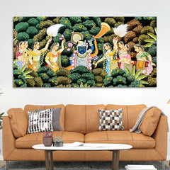 Sacred Shrinathji Pichwai Art Canvas Wall Painting