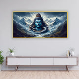 Lord Shiva at Kailash Canvas Wall Art – Divine Mahadev Painting Size:H x W, 2x4 Feet