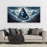 Lord Shiva at Kailash Canvas Wall Art – Divine Mahadev Painting Size:H x W, 2x4 Feet