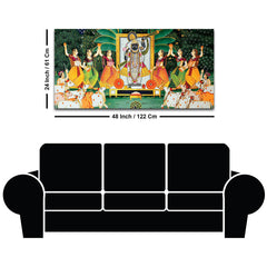 Shreenathji Pichwai Canvas Wall Painting with Devotees & Cows