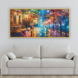 Street Scene Love Couple – Romantic Rain Wall Art | Size 2x4 Feet