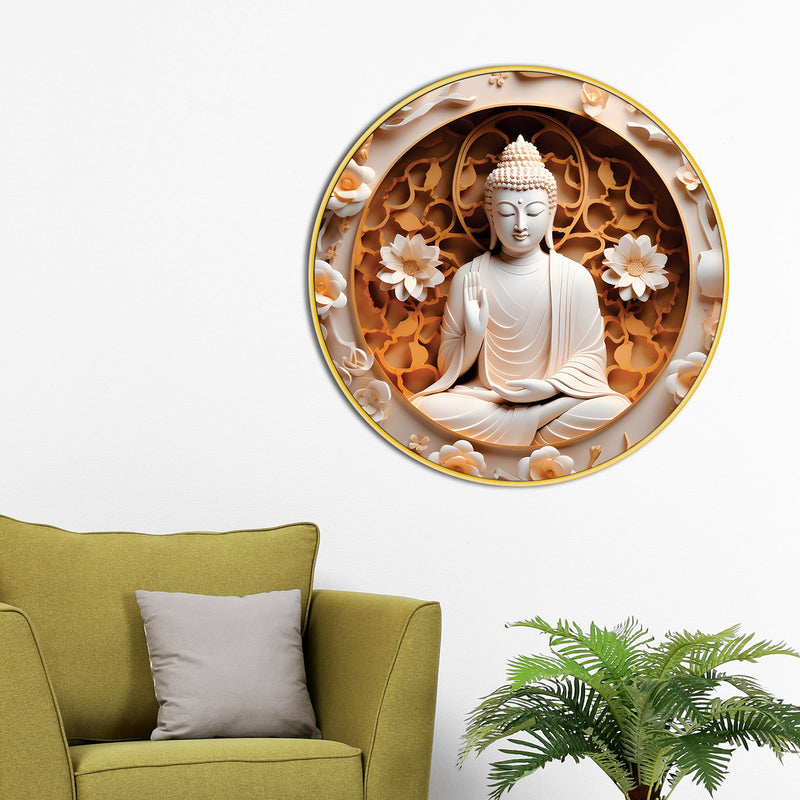 Stylish Gautam Buddha Spiritual Home Décor Round Wall Painting