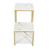 3-Tier Modern Side Table with Storage Shelf with Golden Metal Finish