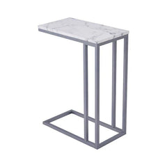 Classic C-Shaped White Marble Designer Side Table