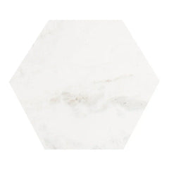 Hexagon Shape Marble Top Silver Stand Side Table